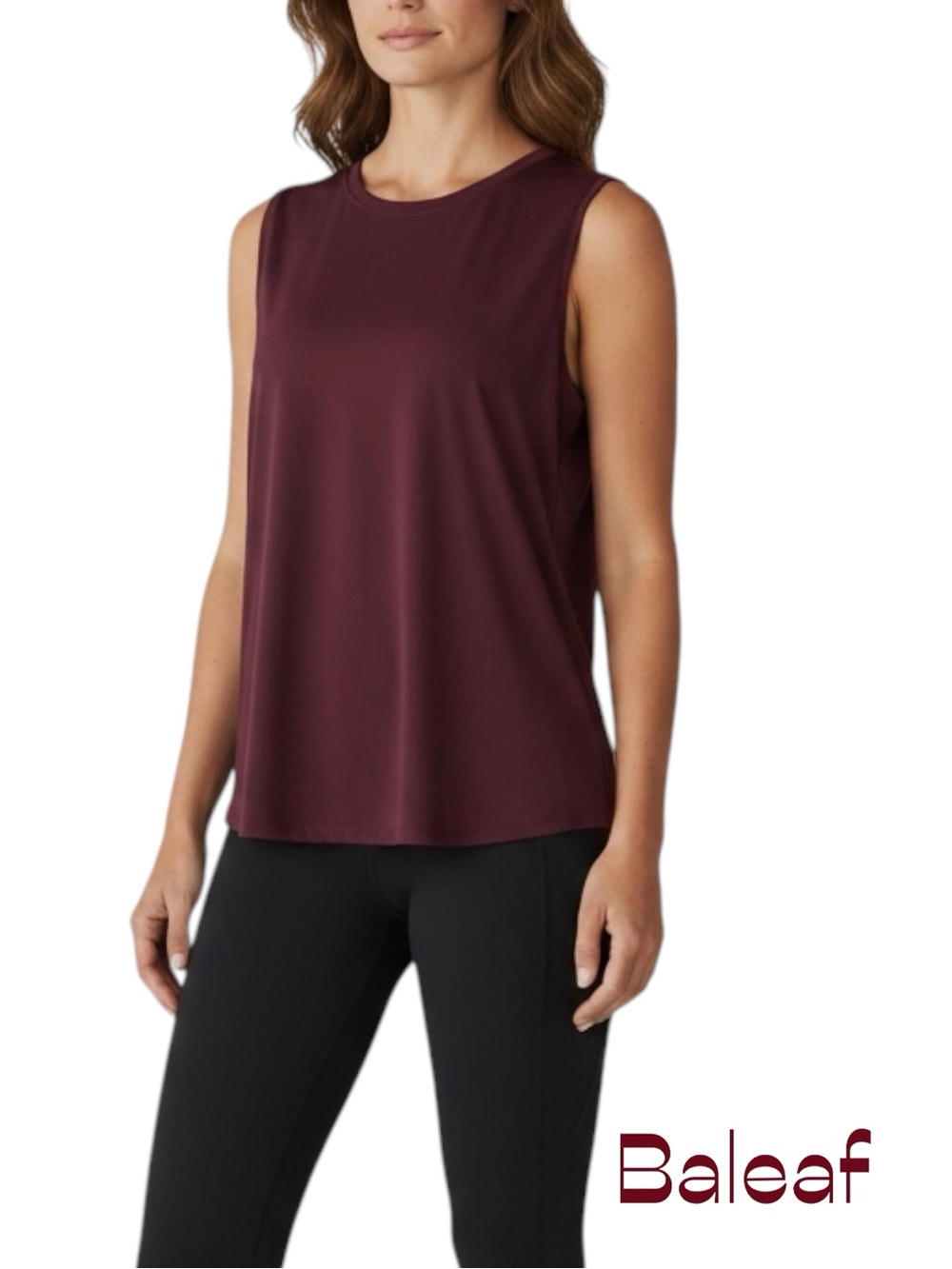 Baleaf Women’s Sleeveless Crewneck Tank Burgundy NWOT Size M GorpCore Athletic